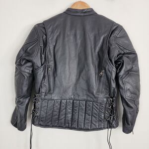 Leather King Womens XL Biker Moto Jacket Black Zip Out Liner Grunge Punk Riding